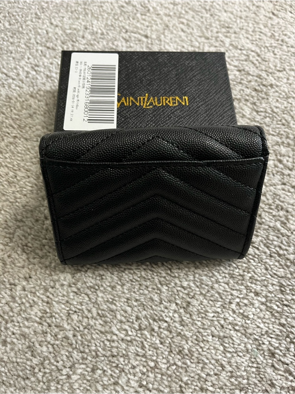 Black Quilted Chevron Leather Tri-Fold Wallet - Picture 2 of 3